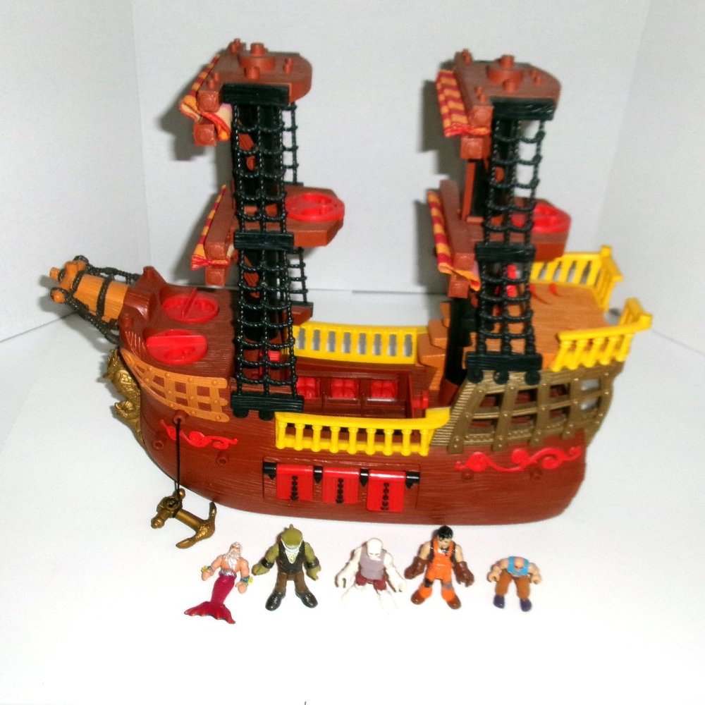 Fisher Price Great Adventure Pirate Ship with Pirates & Sharkman